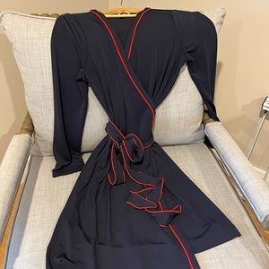 Ann Taylor wrap dress Navy with red piping